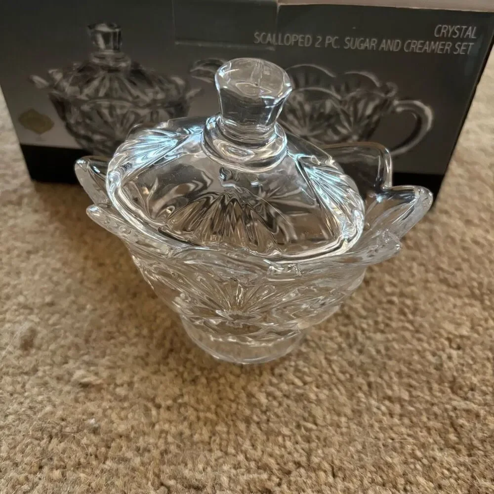 Shannon Crystal By Godinger Scalloped 2 Pc.  Crystal Sugar And Creamer Set
